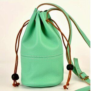 🆕Mint Leather Drawstring Bucket Crossbody